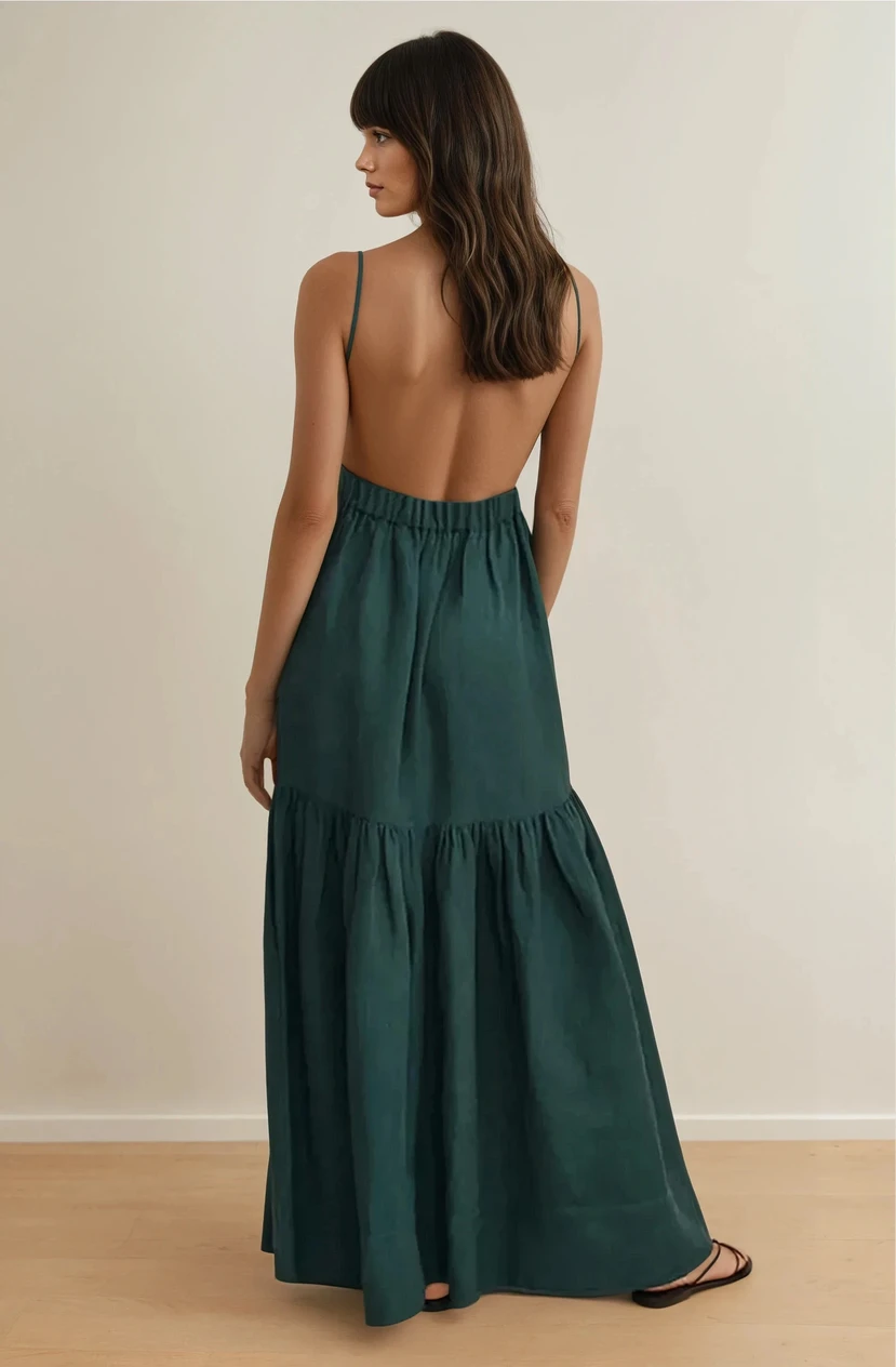 Tiered Backless Maxi Dress
