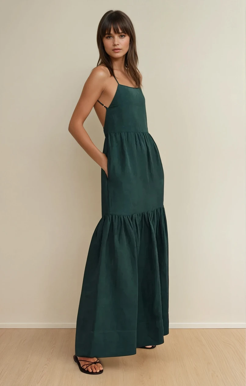 Tiered Backless Maxi Dress