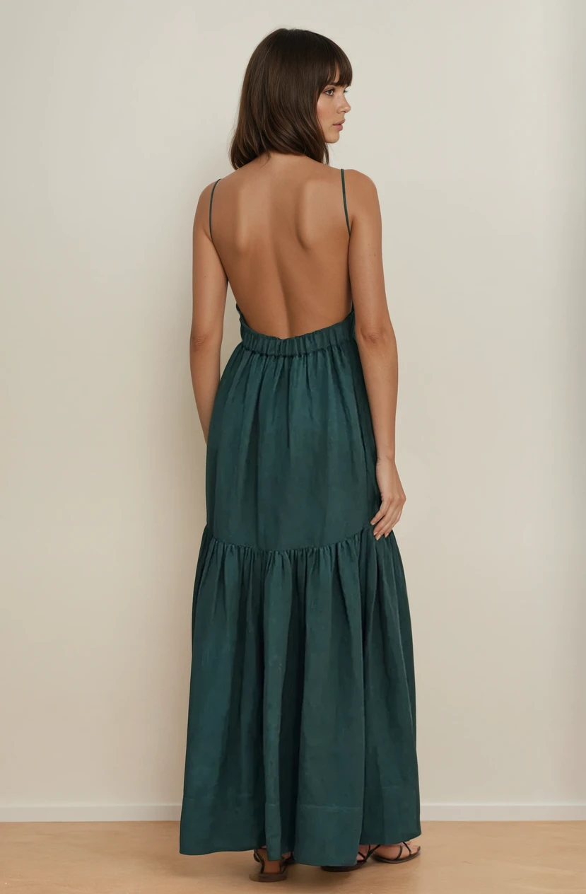 Tiered Backless Maxi Dress