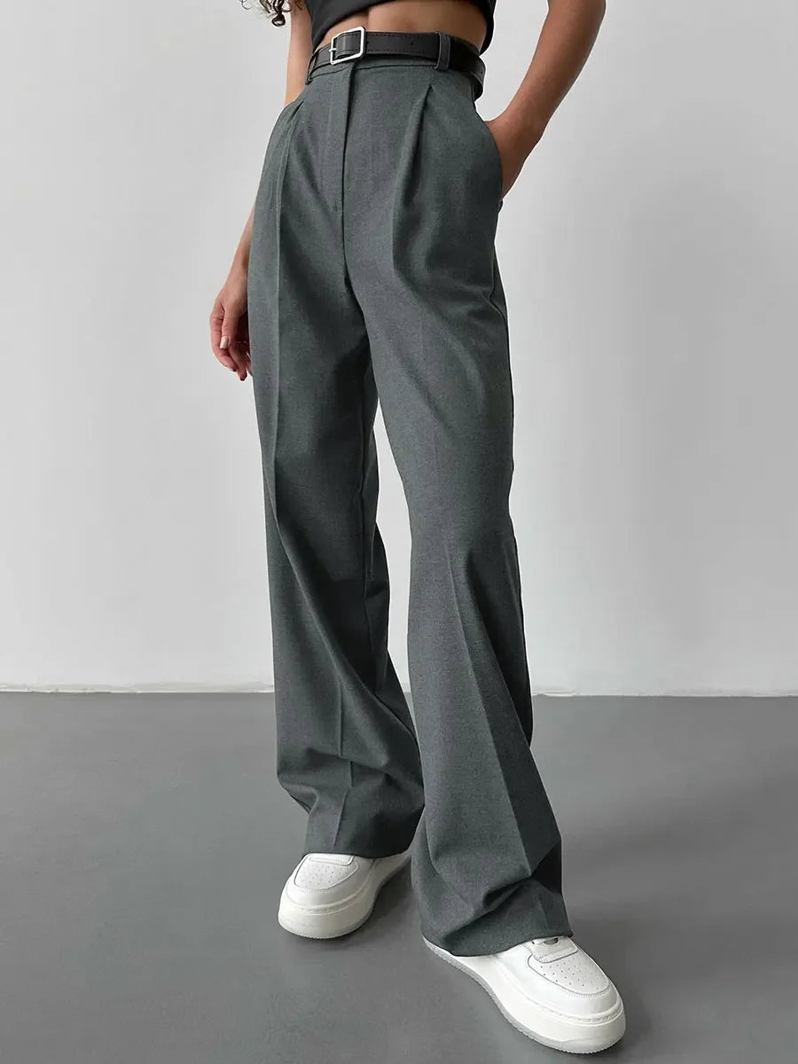 High-Waisted Pleated Dress Pants