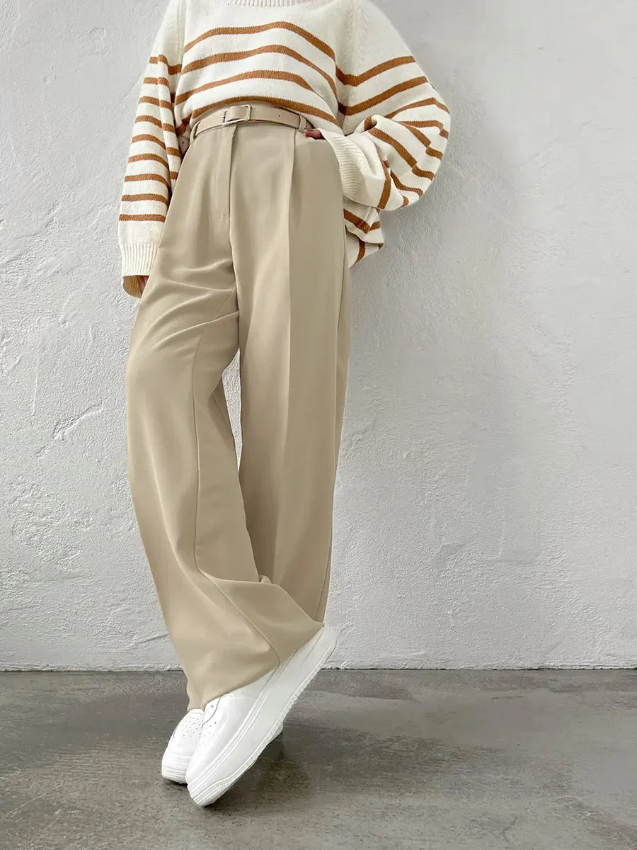 High-Waisted Pleated Dress Pants