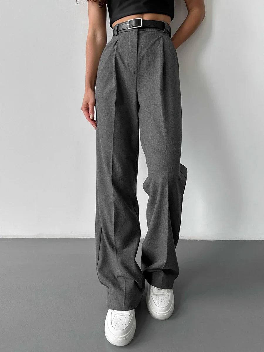High-Waisted Pleated Dress Pants