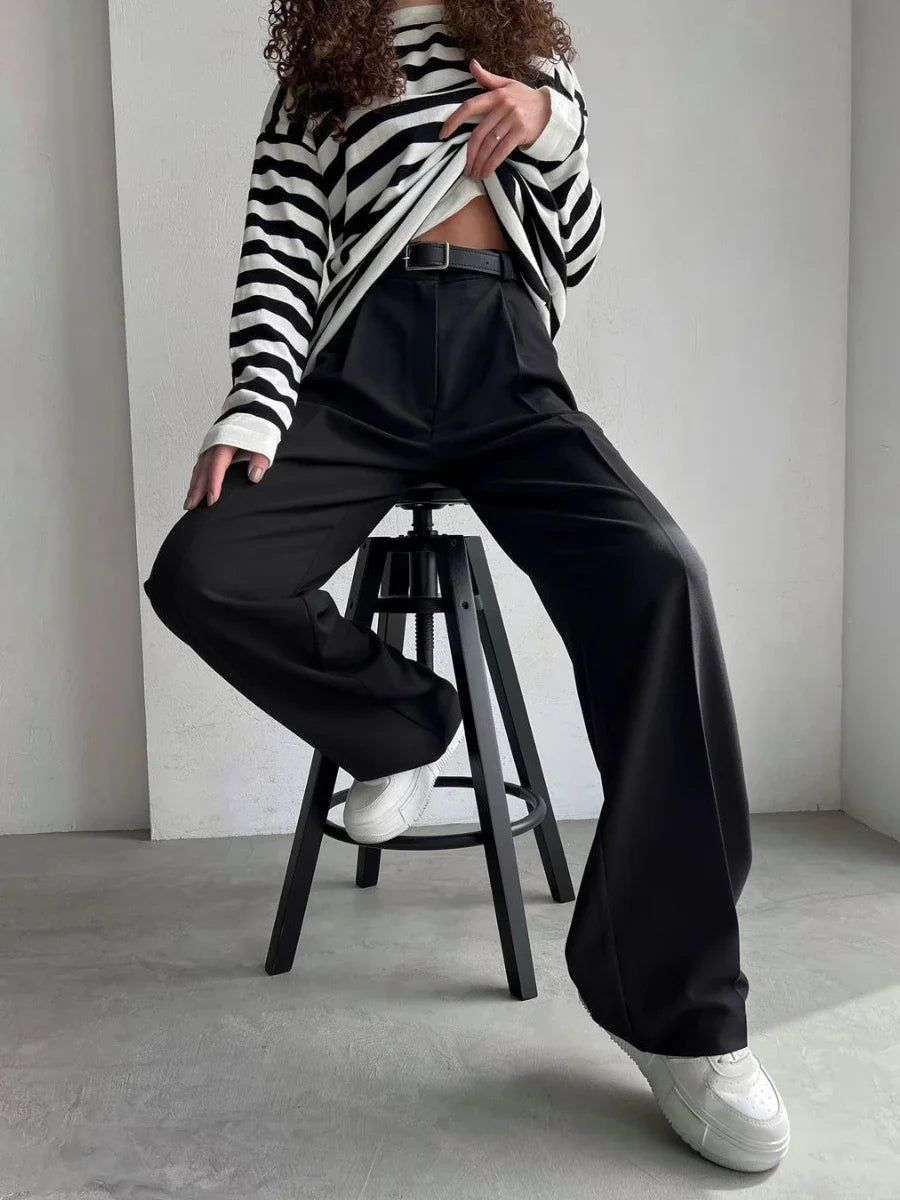 High-Waisted Pleated Dress Pants