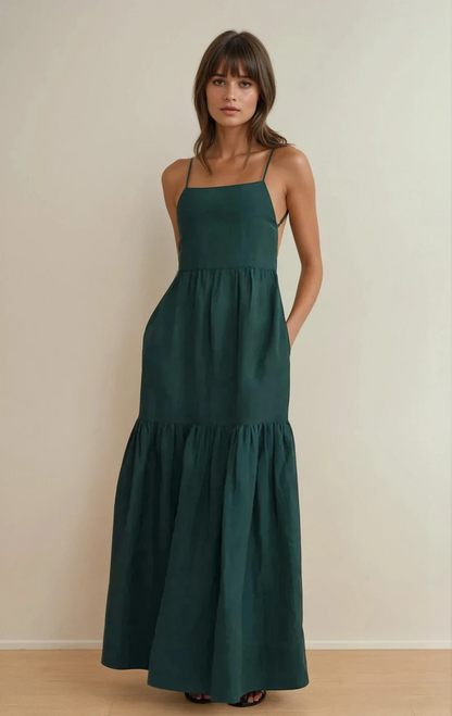Tiered Backless Maxi Dress
